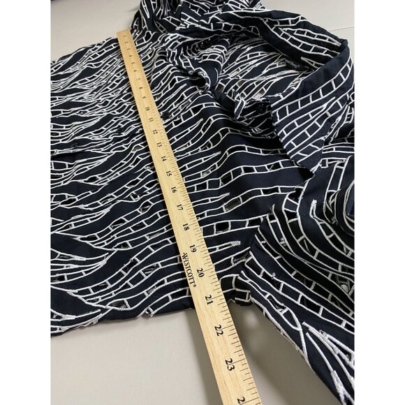 Samuel Dong Eyelet Black White Top Women size XL Artsy Art to wear Designer Boho - Picture 4 of 16